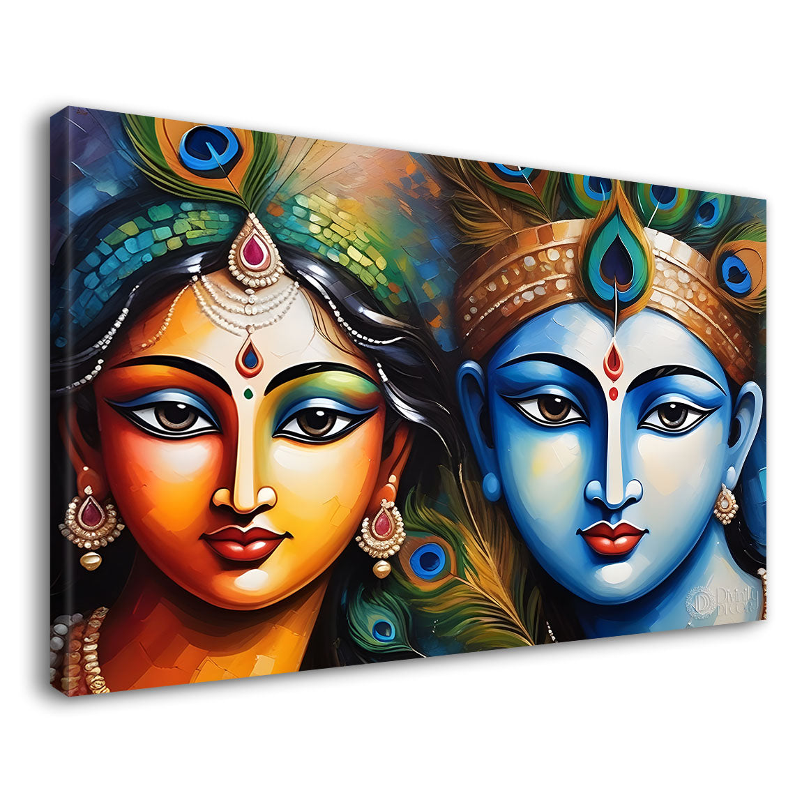 Blue face Krishna and Radha painting Canvas Painting - Design - Krishna-65