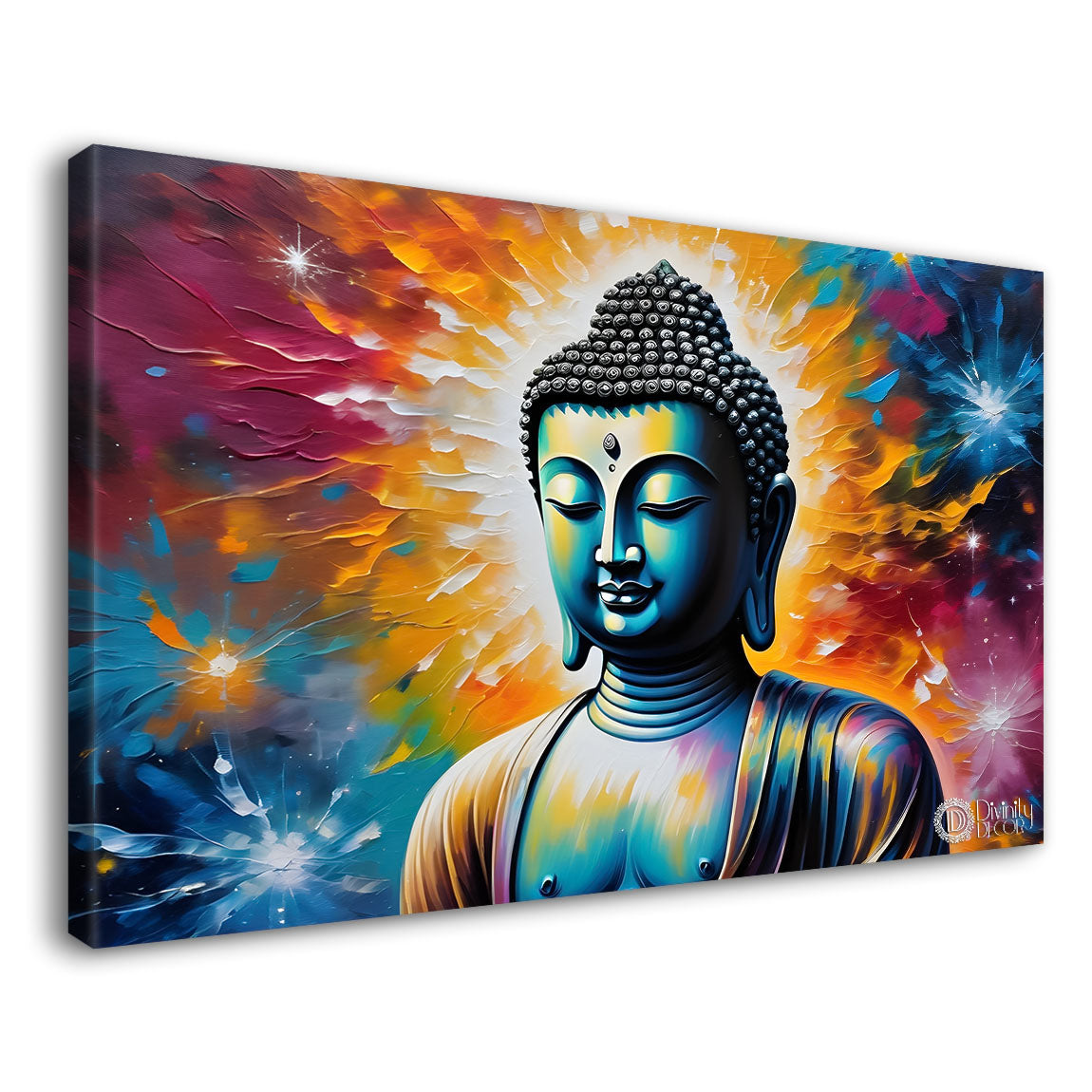 Buddha with colorful background textured painting Canvas Wall Painting - Buddha-65