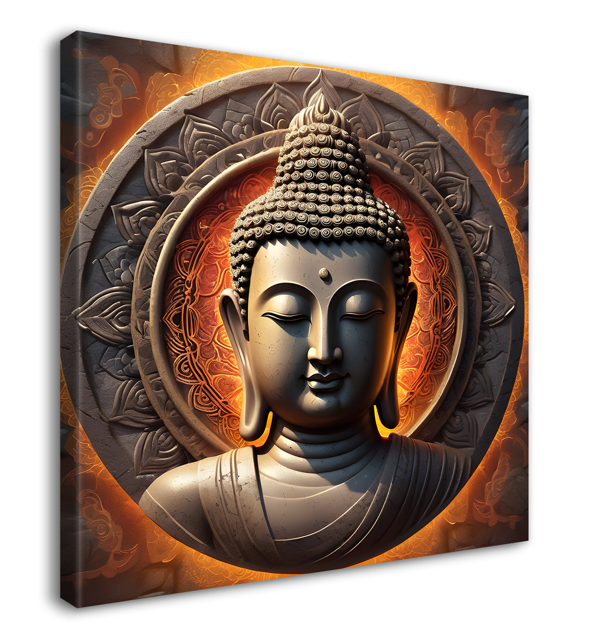 Dark stone buddha painting 24x24 inch Buddha-S-65