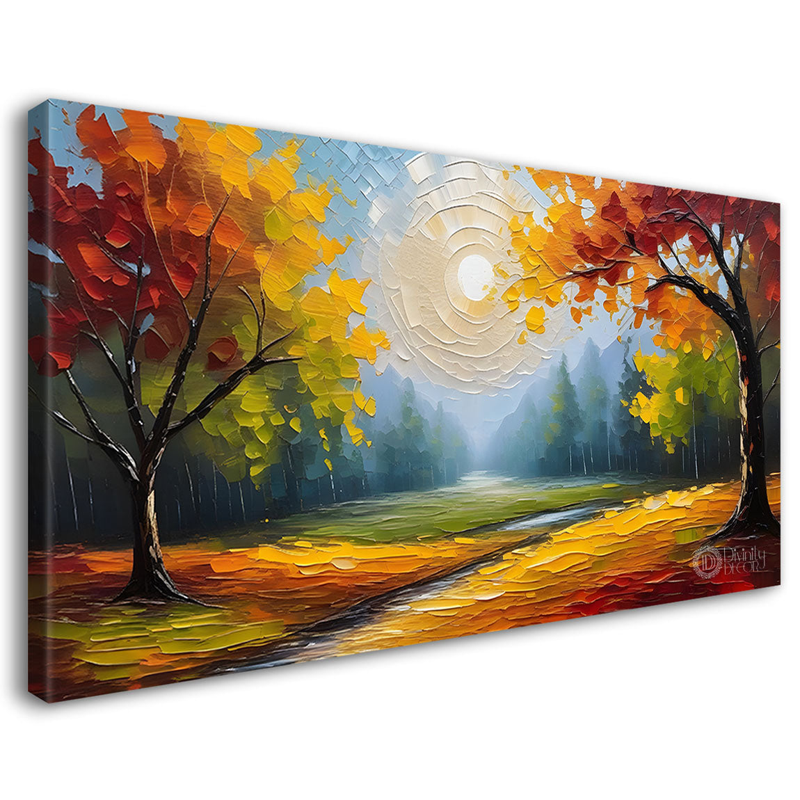 Orange trees with sun painting Canvas Painting - Nature Art -664