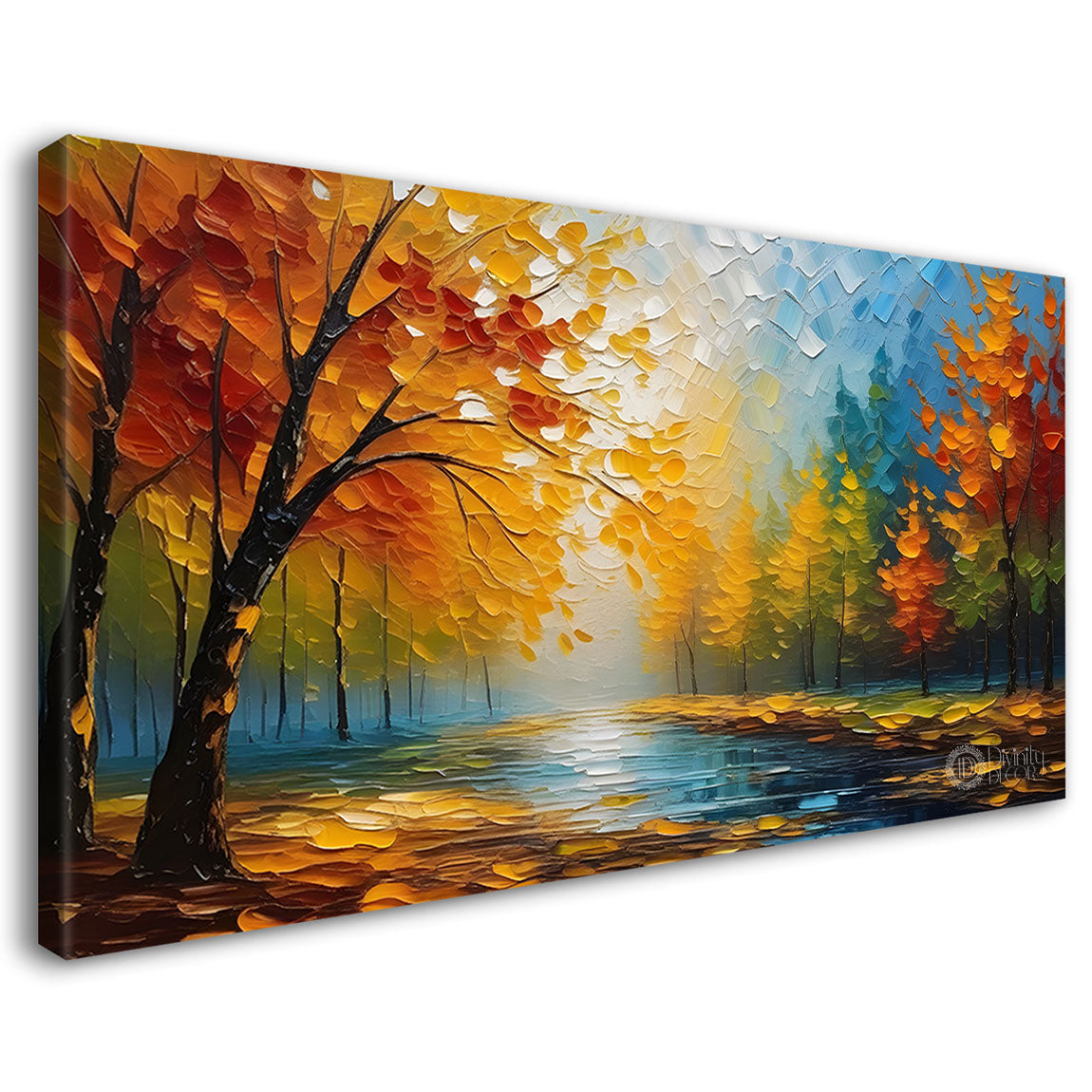 Orange trees with lake painting Canvas Painting - Nature Art -667