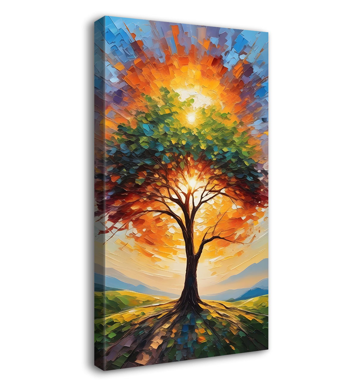 Colourful tree in textured natural art Canvas Painting - Nature Art -V-66