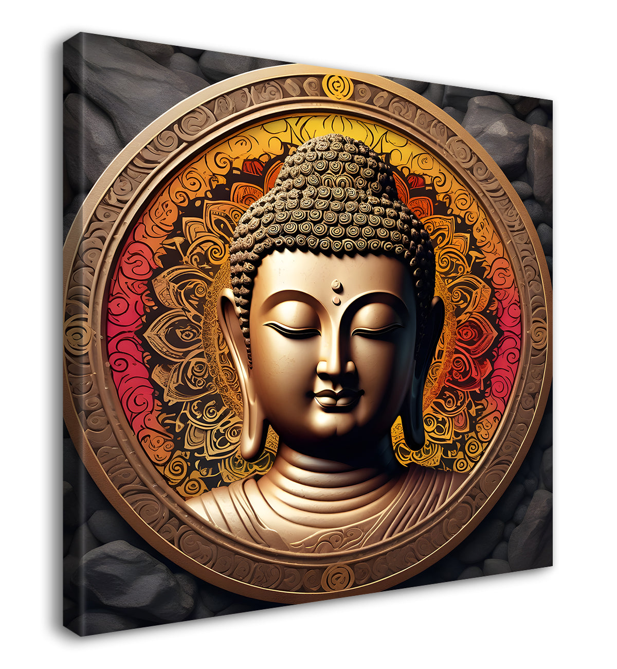 Dark stone buddha painting 24x24 inch Buddha-S-66