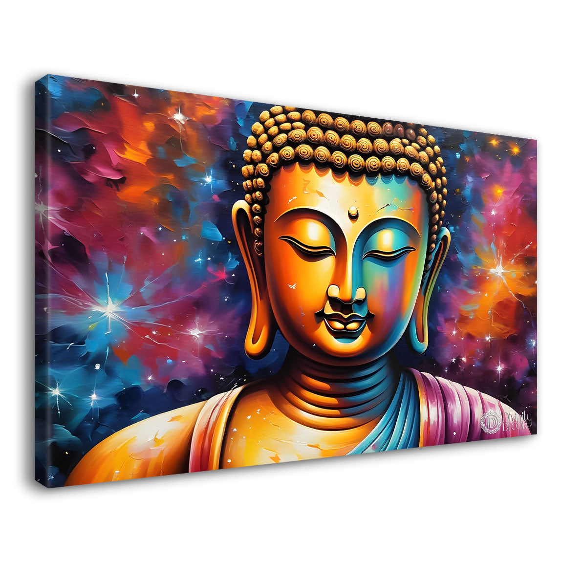 Buddha with colorful background textured painting Canvas Wall Painting - Buddha-66