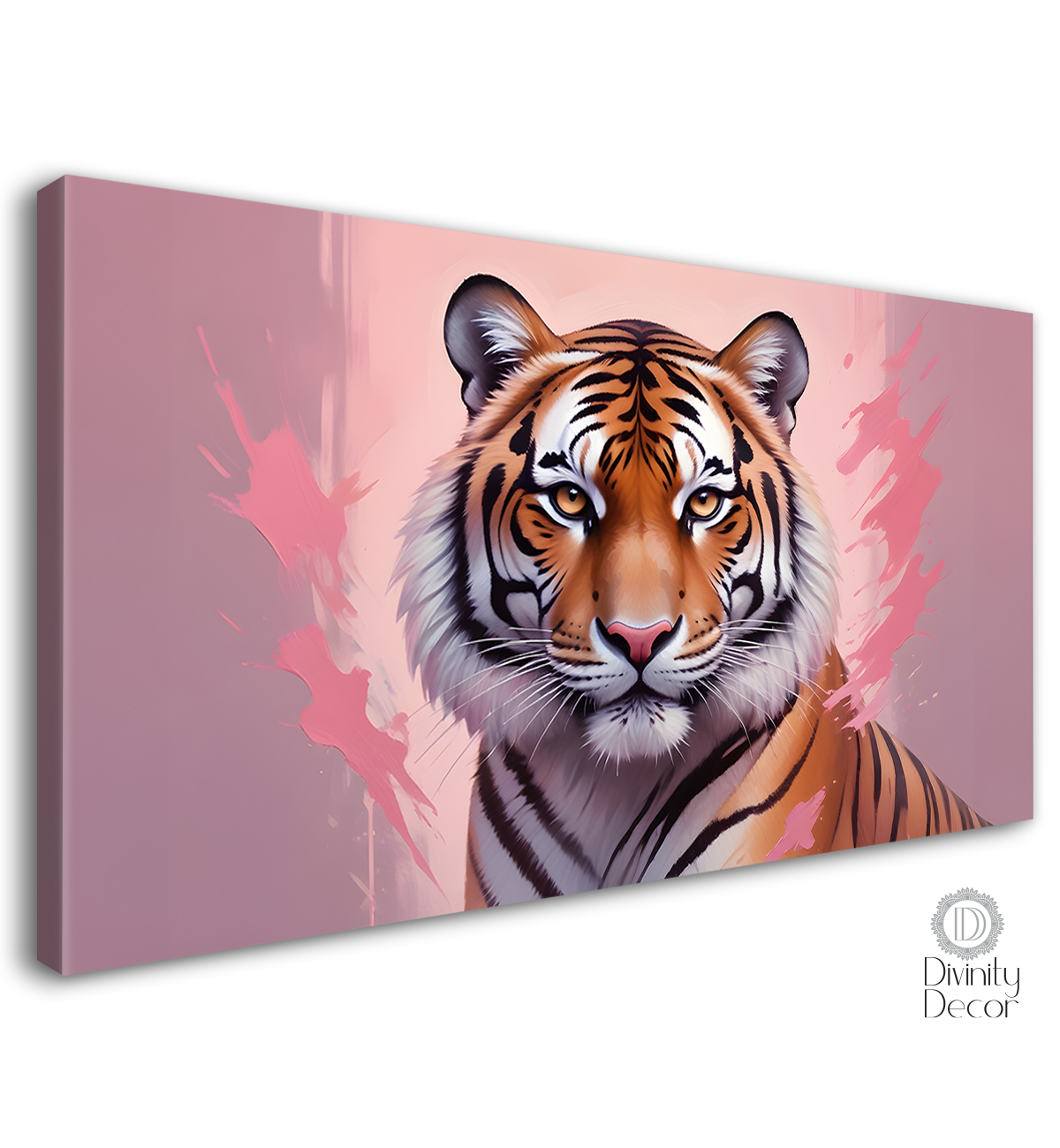 Tiger in pink textured background art.- Design - Animal -66