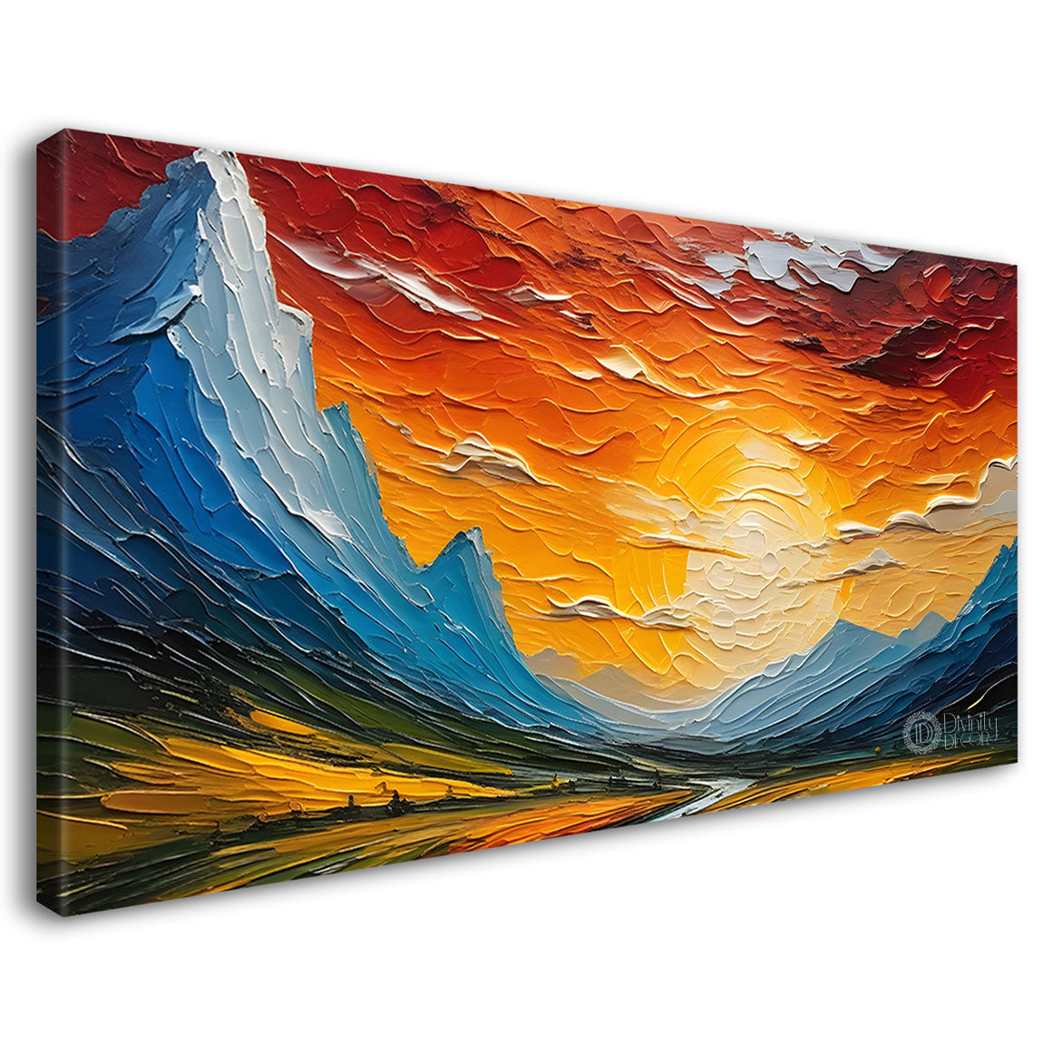 Mountains with sunset painting art Canvas Painting - Nature Art -675