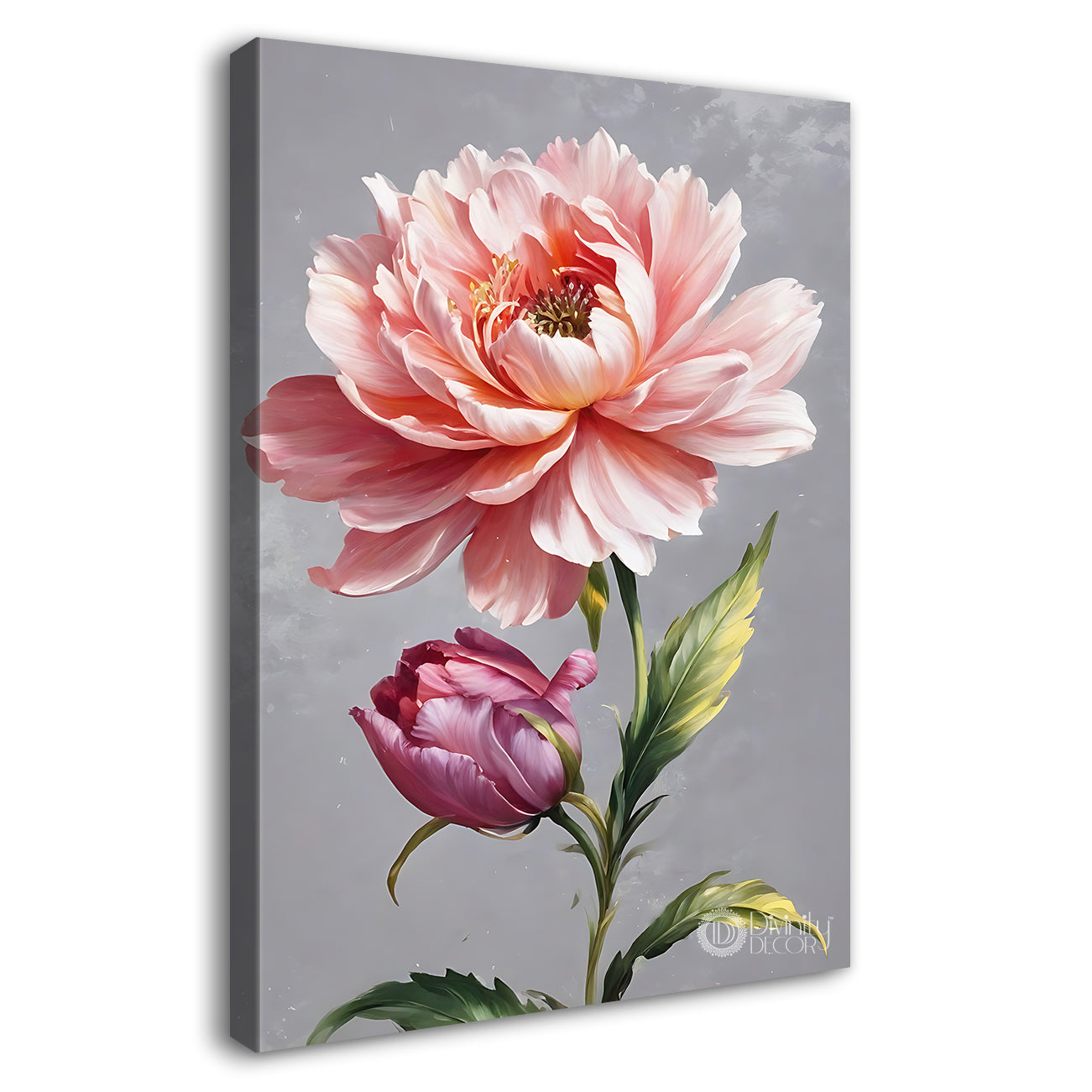 Pink flowers in grey textured background - Flower-V-677