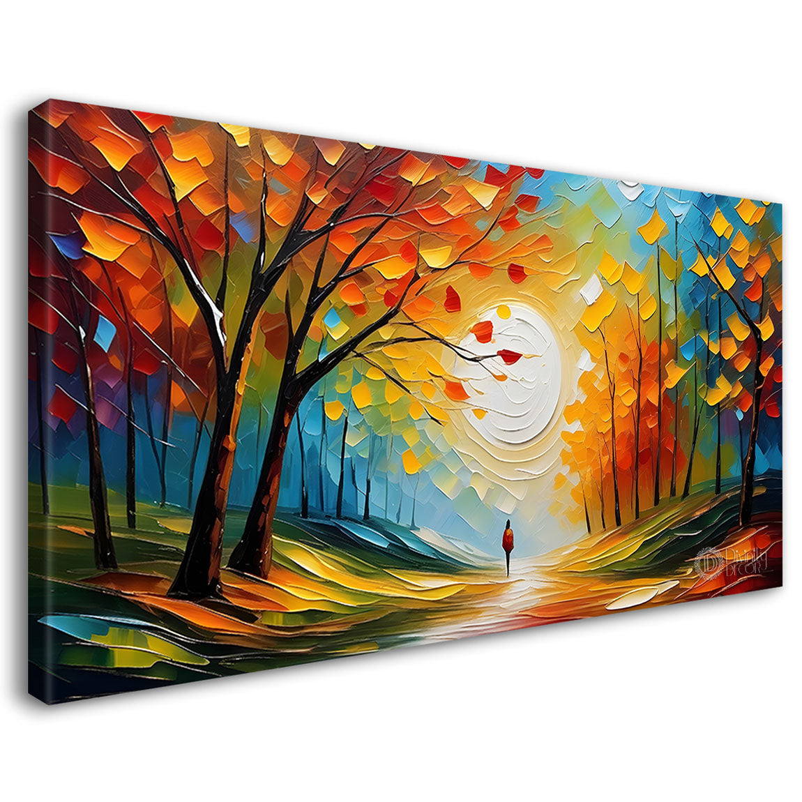 Orange trees with lake painting Canvas Painting - Nature Art -677