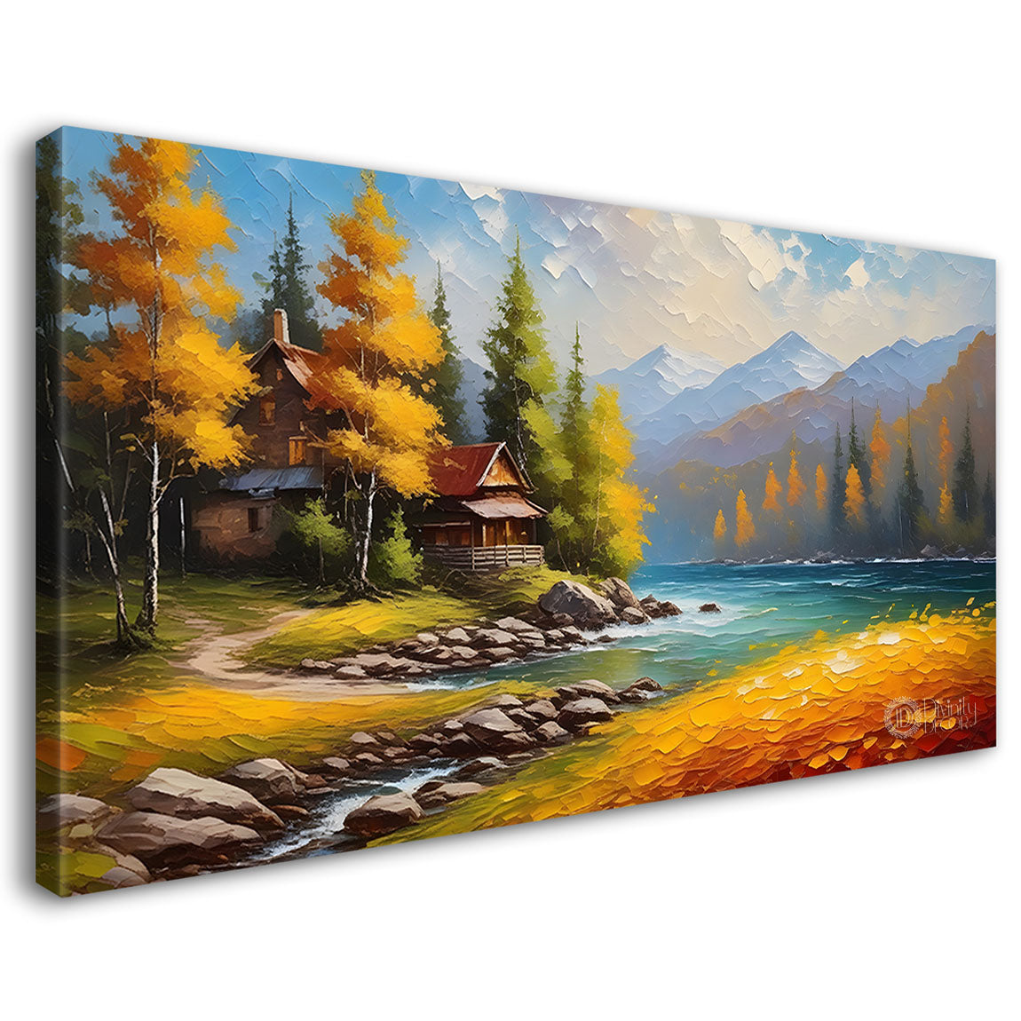 Trees with river painting art Canvas Painting - Nature Art -678