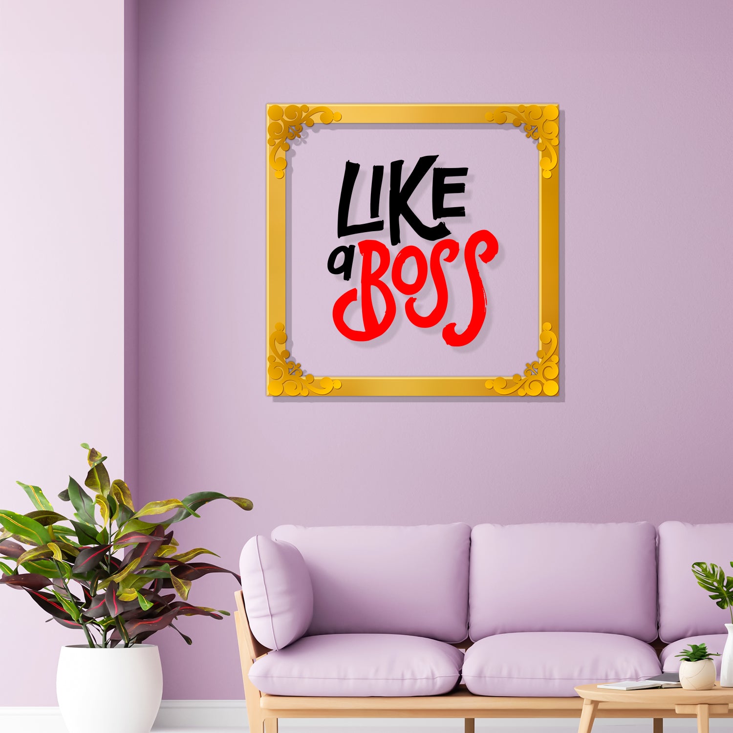 Like boss Golden Plaque for Gifting, Wall Decor Clear UV print with Golden Border-67