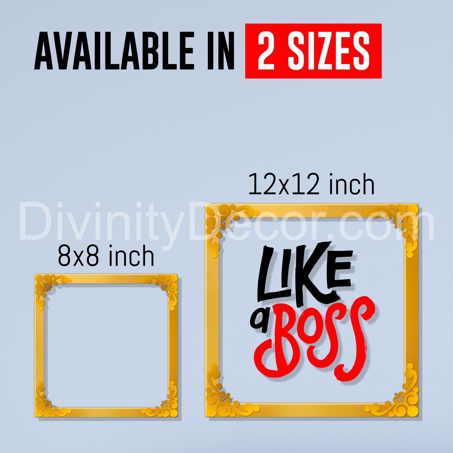 Like boss Golden Plaque for Gifting, Wall Decor Clear UV print with Golden Border-67