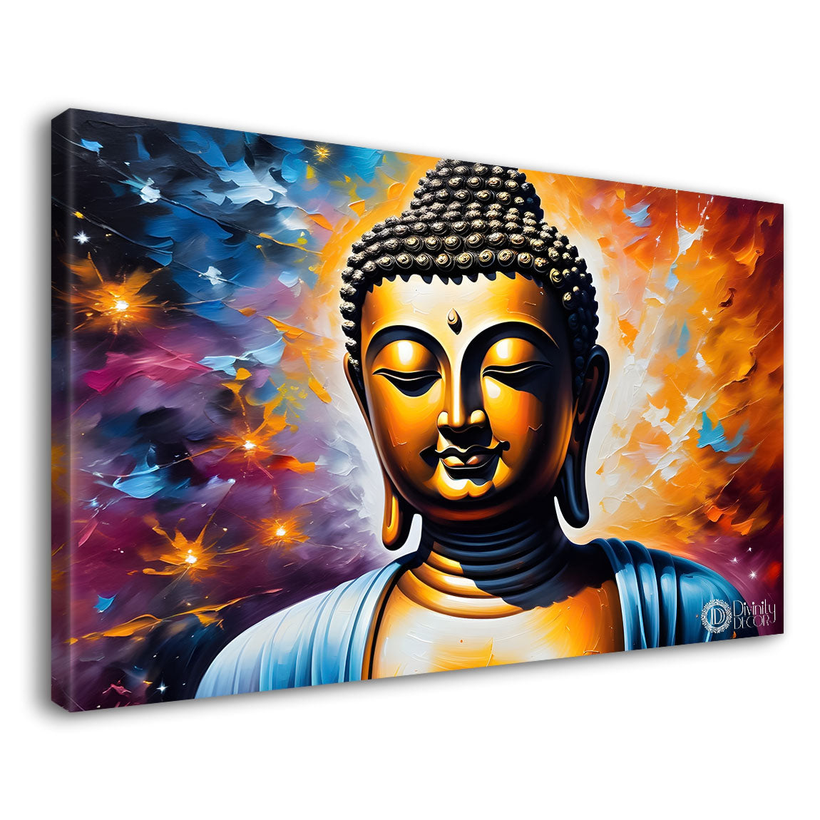 Buddha with colorful background textured painting Canvas Wall Painting - Buddha-67