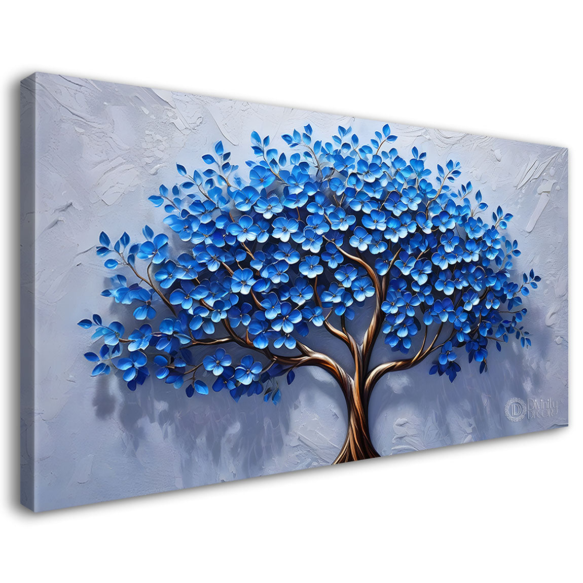 Blue tree in textured modern art Canvas Painting - Design - Tree-67