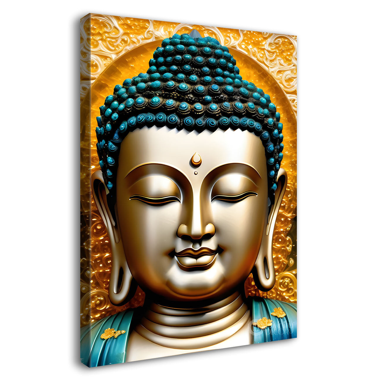 Golden buddha with yellow background painting - Buddha-V-67