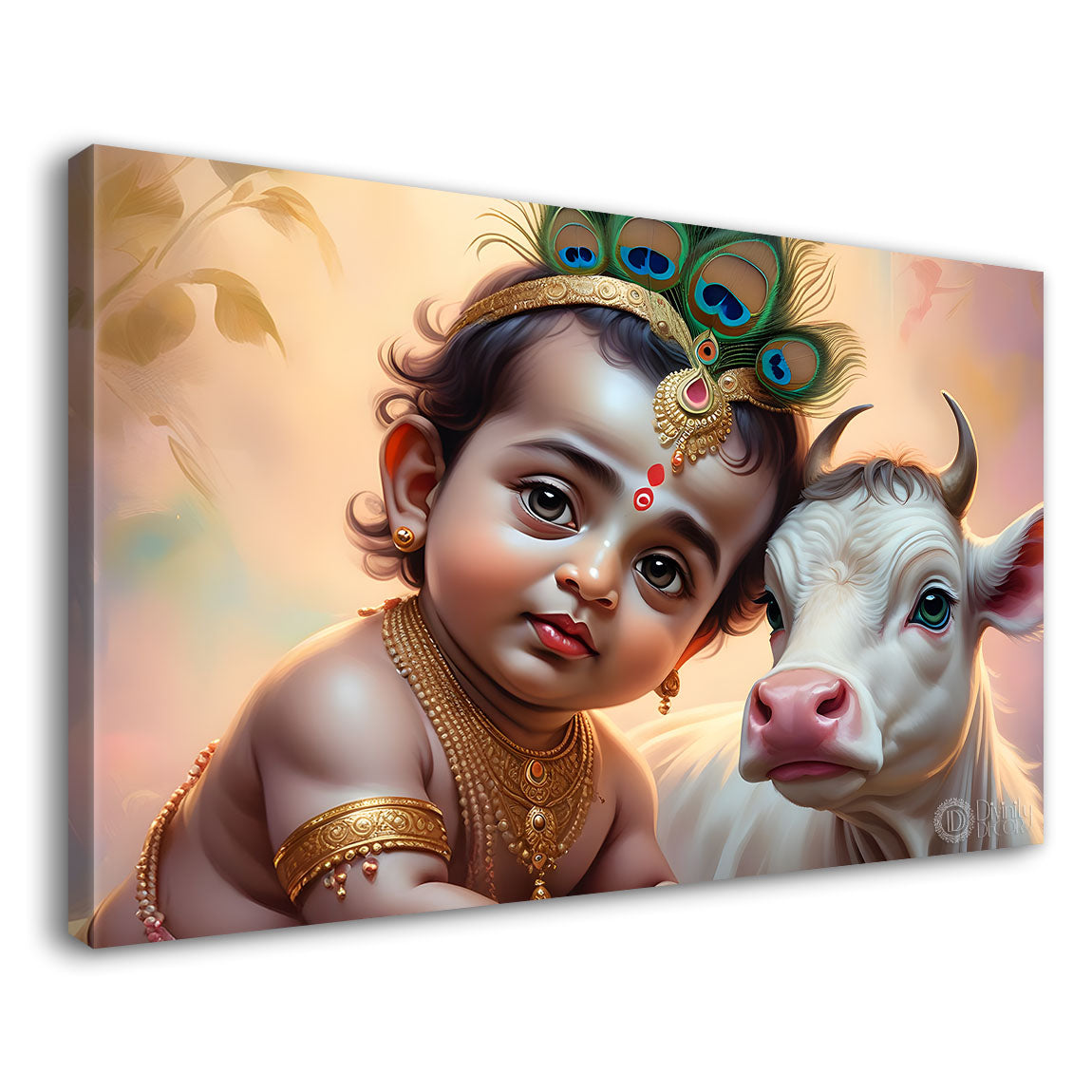 Little Krishna with baby cow painting Canvas Painting - Design - Krishna-68