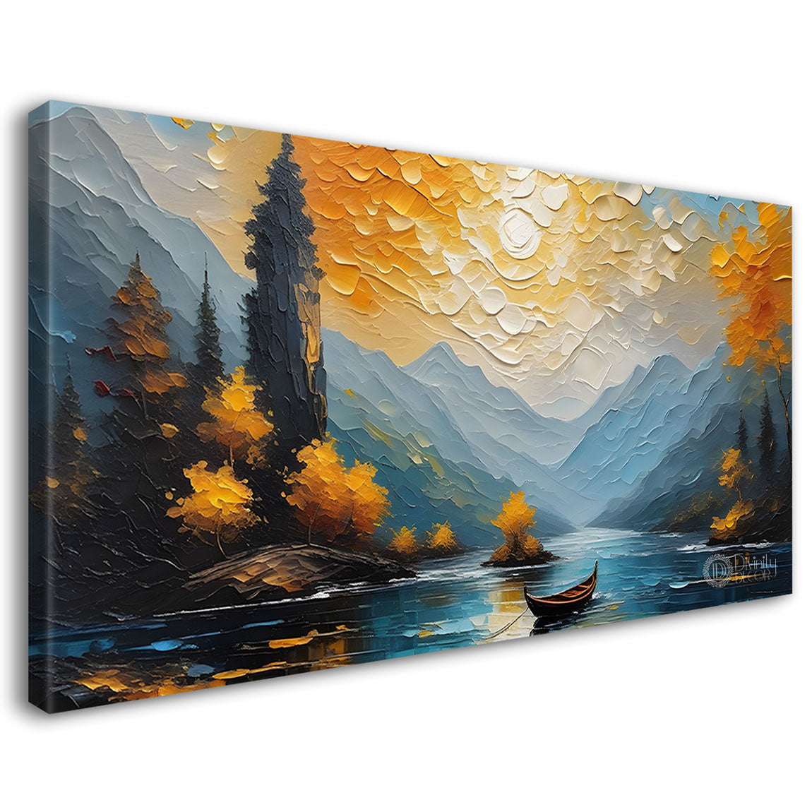 Mountains with trees painting art Canvas Painting - Nature Art -680