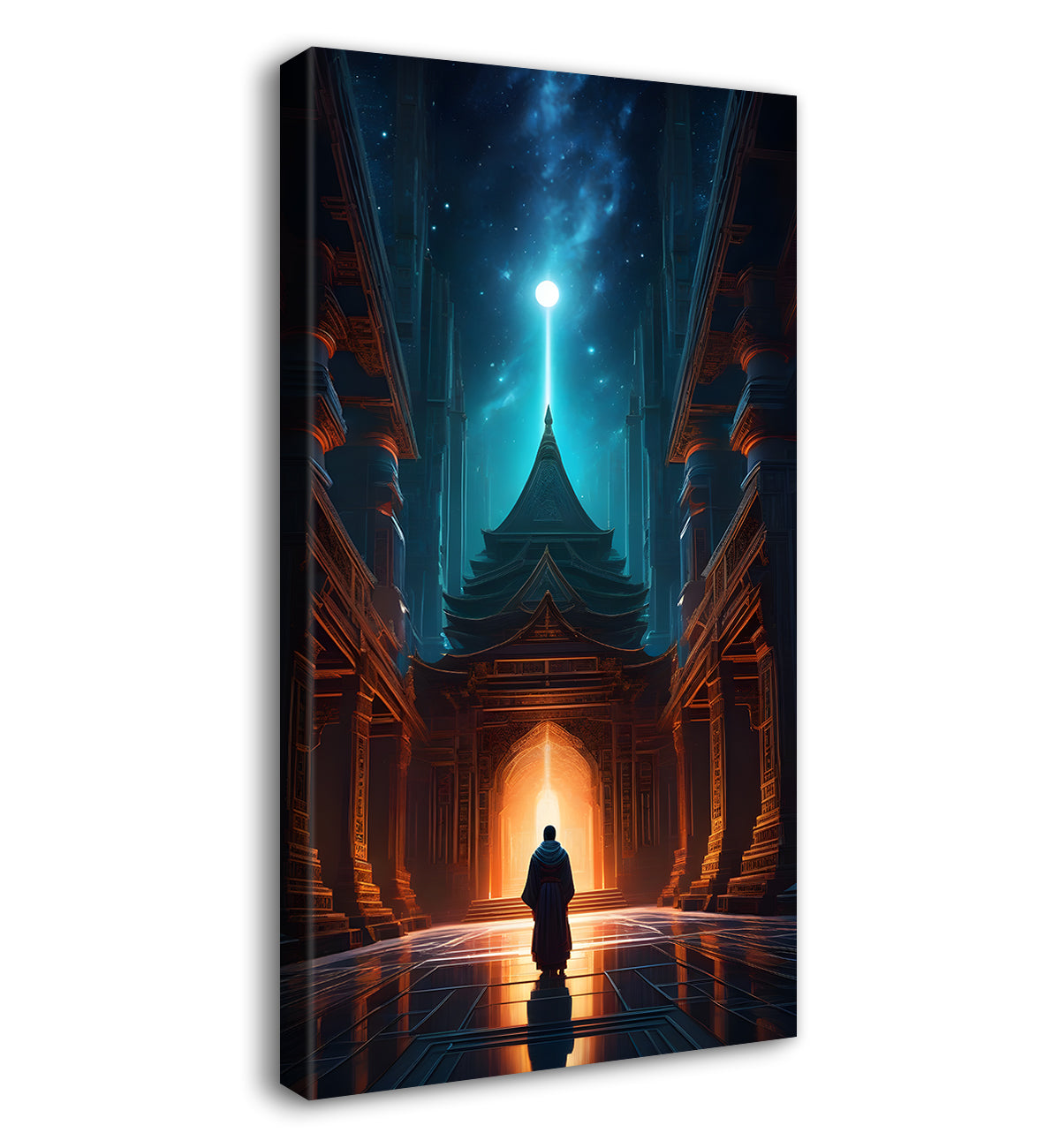 A man standing in temple in dark backgroundtexured natural art Canvas Painting - Nature Art -V-68