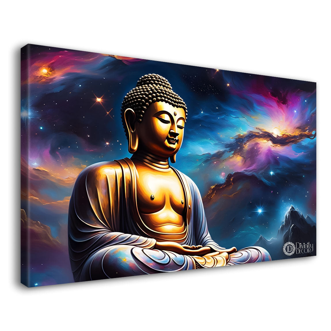 Buddha with galaxy textured painting Canvas Wall Painting - Buddha-68