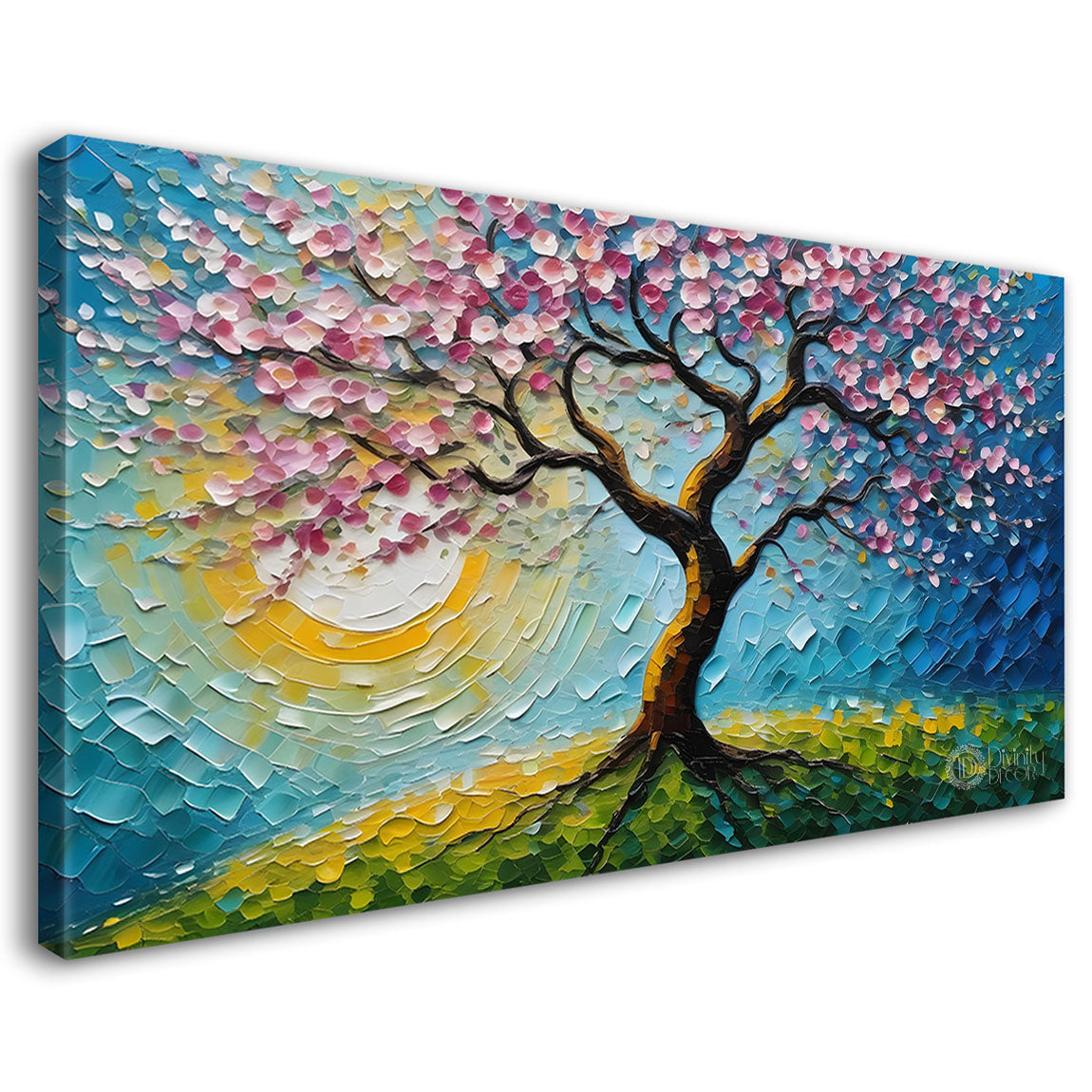 Spring tree in textured modern art Canvas Painting - Design - Tree-68