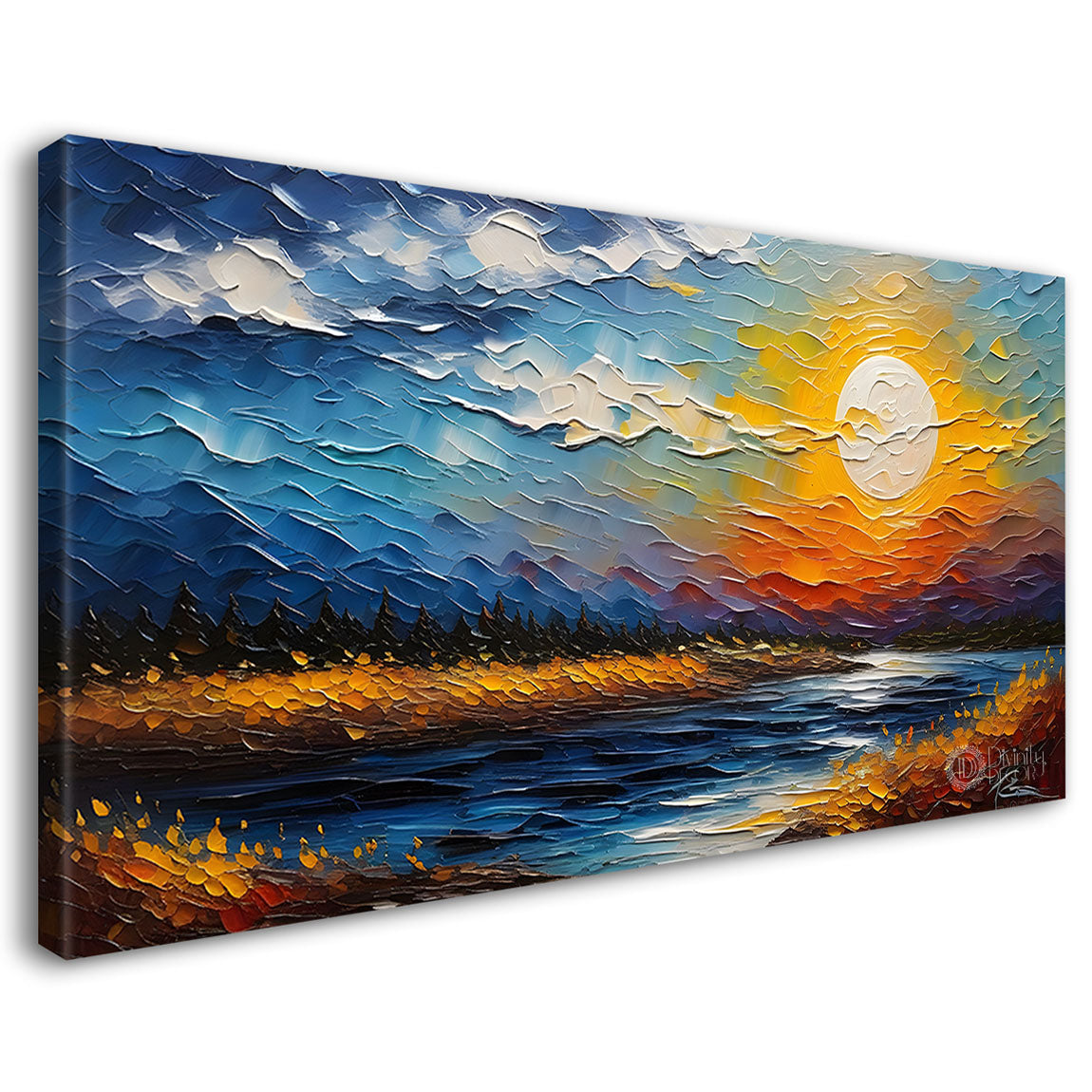 Sunrise with lake painting Canvas Painting - Nature Art -692