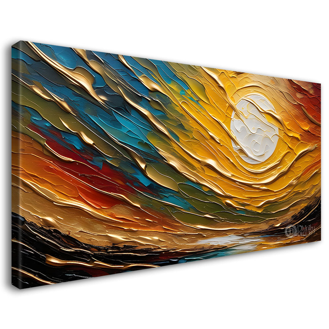 Colorful sky with sun textured painting Canvas Painting - Nature Art -693