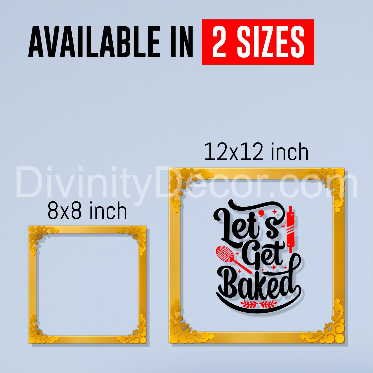 Let's get baked Golden Plaque for Gifting, Wall Decor Clear UV print with Golden Border-69