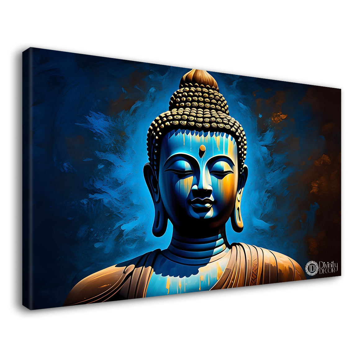 Buddha with light blue textured painting Canvas Wall Painting - Buddha-69
