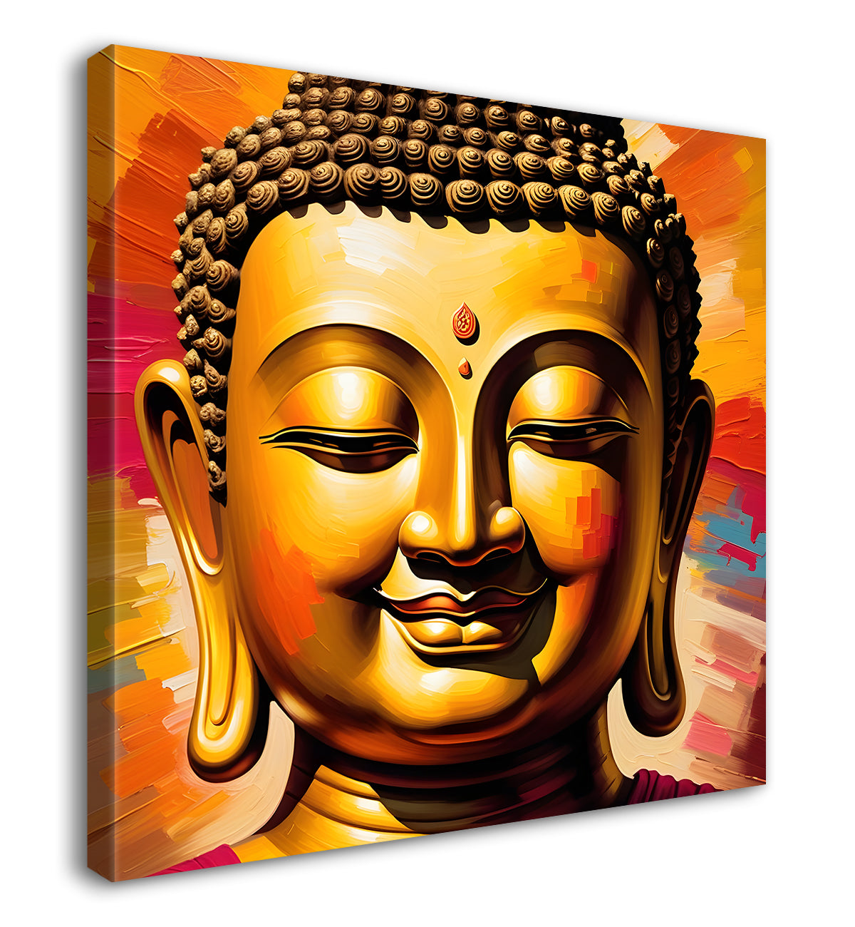 Golden buddha smiling painting 24x24 inch Buddha-S-69