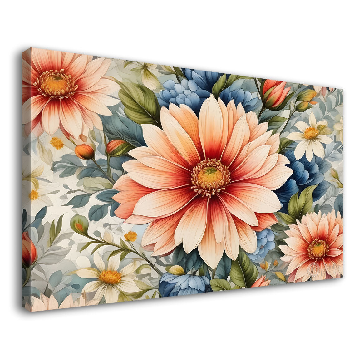 Pink flowers with light textured painting - Design - Flower-6