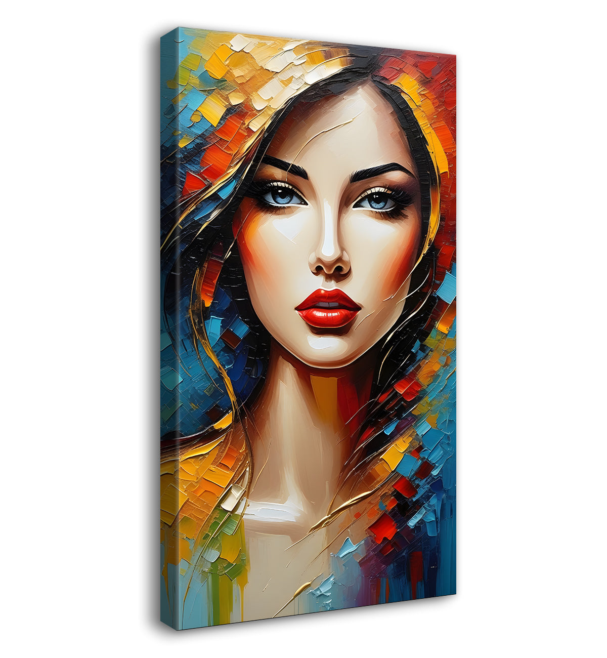 Colourful woman face textured modern art Canvas Painting - Design - Modern-V-6