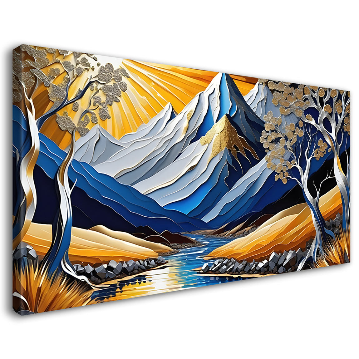 Mountains with trees painting Canvas Painting - Nature Art -706