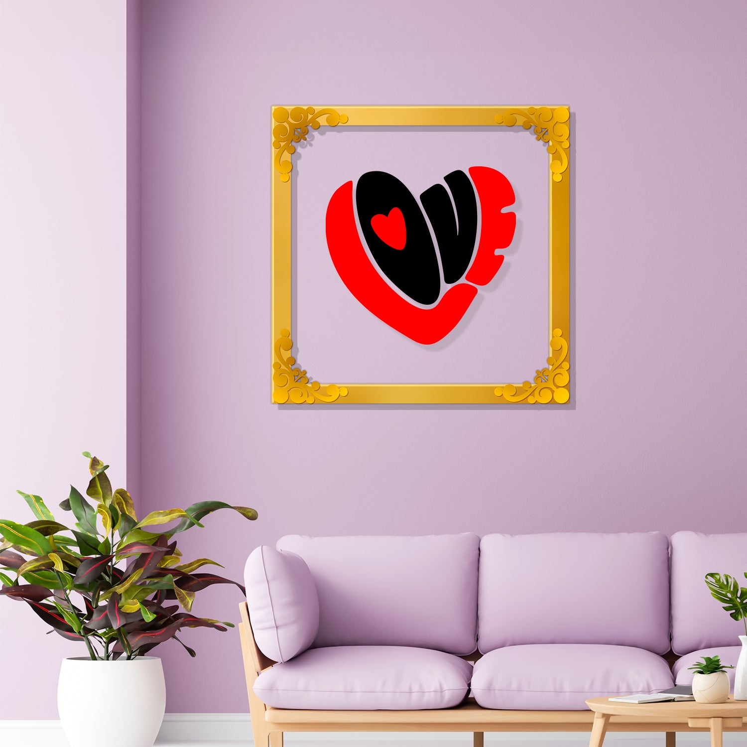 Love Golden Plaque for Gifting, Wall Decor Clear UV print with Golden Border-70