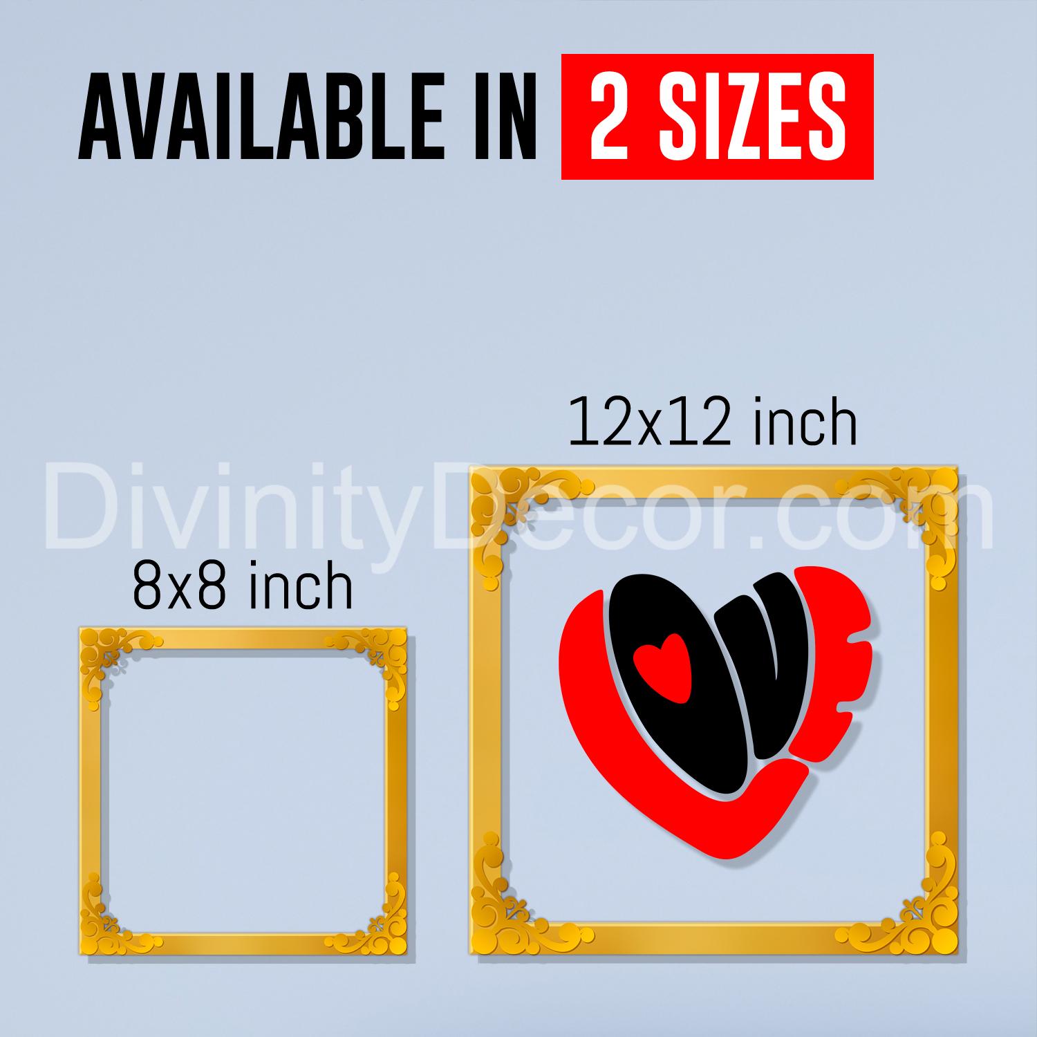 Love Golden Plaque for Gifting, Wall Decor Clear UV print with Golden Border-70