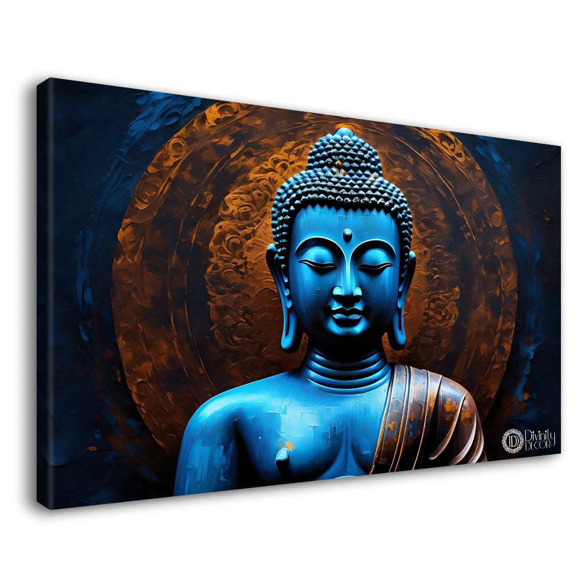 Buddha with light blue textured painting Canvas Wall Painting - Buddha-70