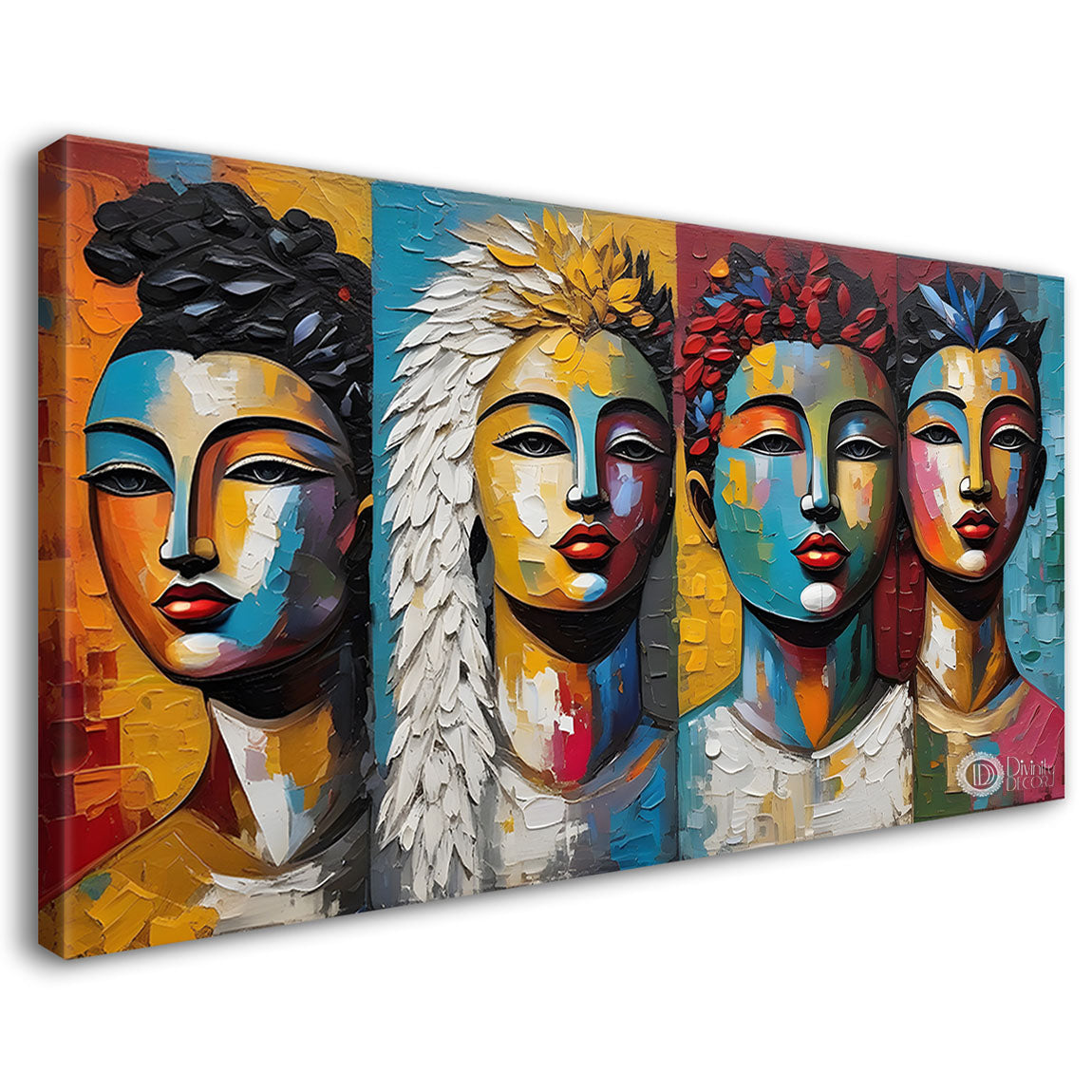 Multiple faces textured art Canvas Painting - Design - Modern-L-70