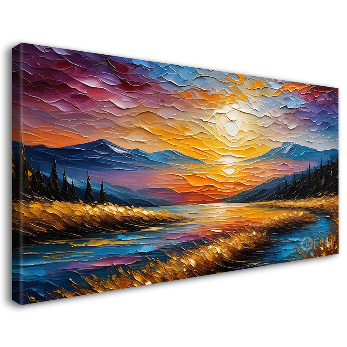 Mountains with colorful sky painting Canvas Painting - Nature Art -715