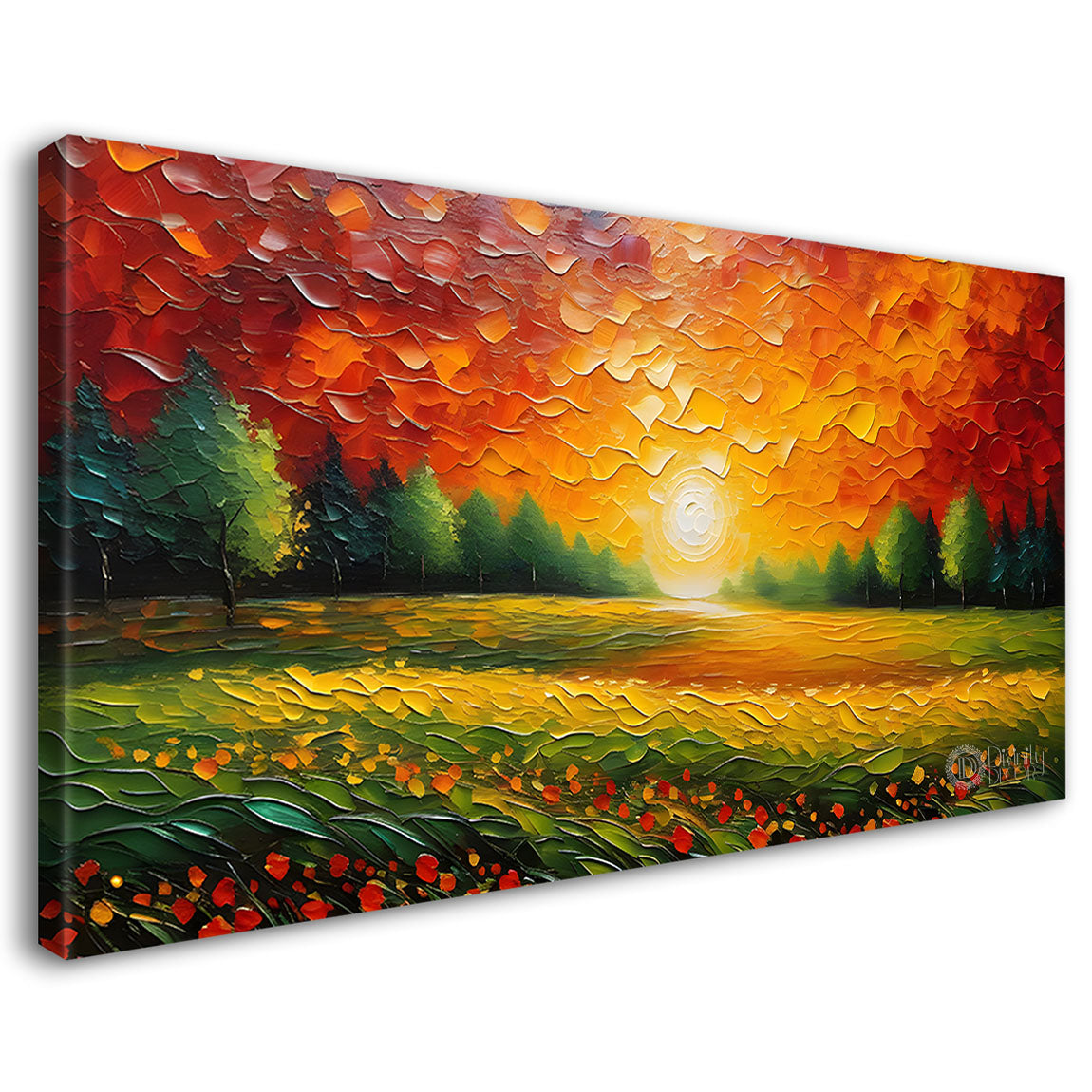 Landscape with sunrise textured painting Canvas Painting - Nature Art -719