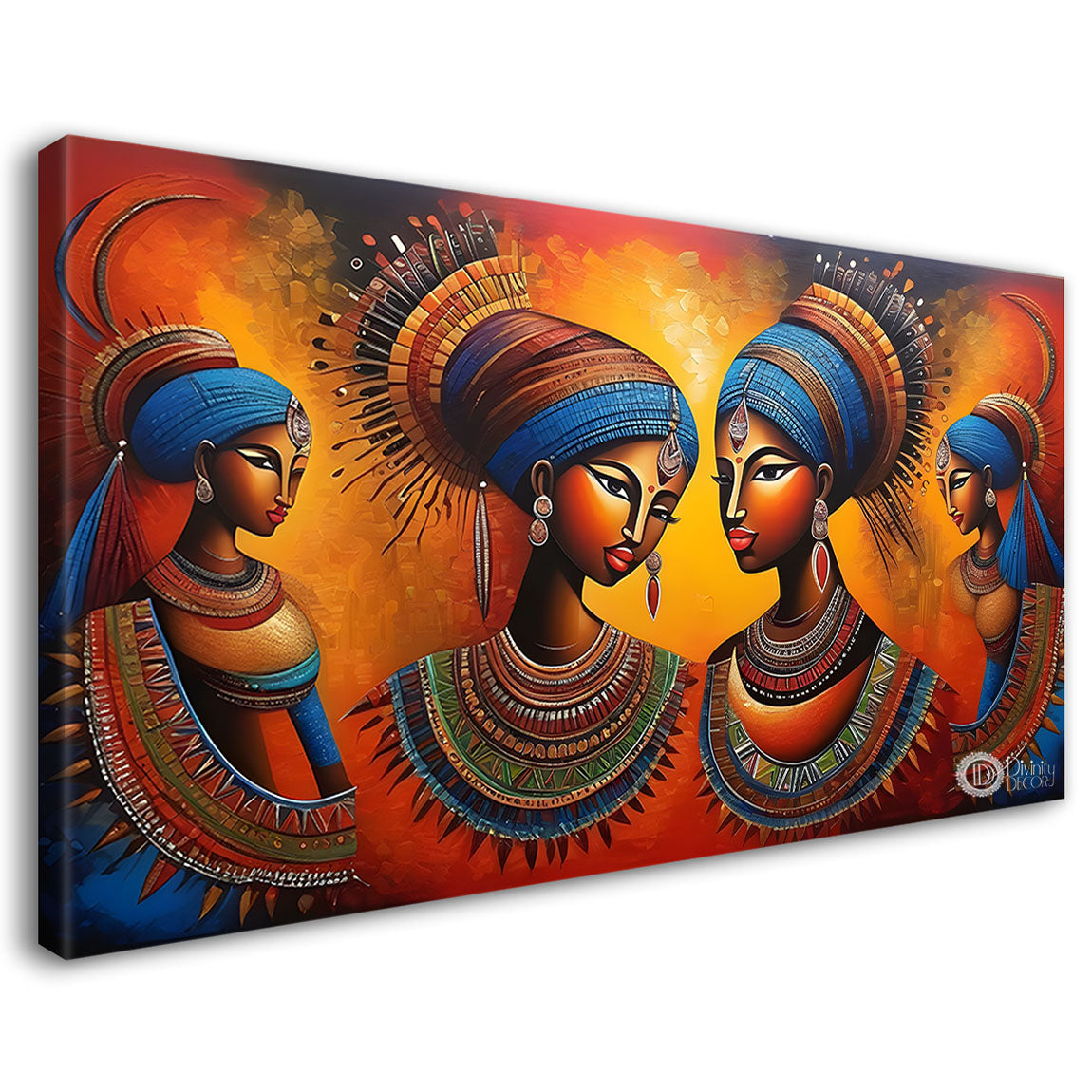 Tribal beautiful ladies textured art Canvas Painting - Design - Modern-L-71