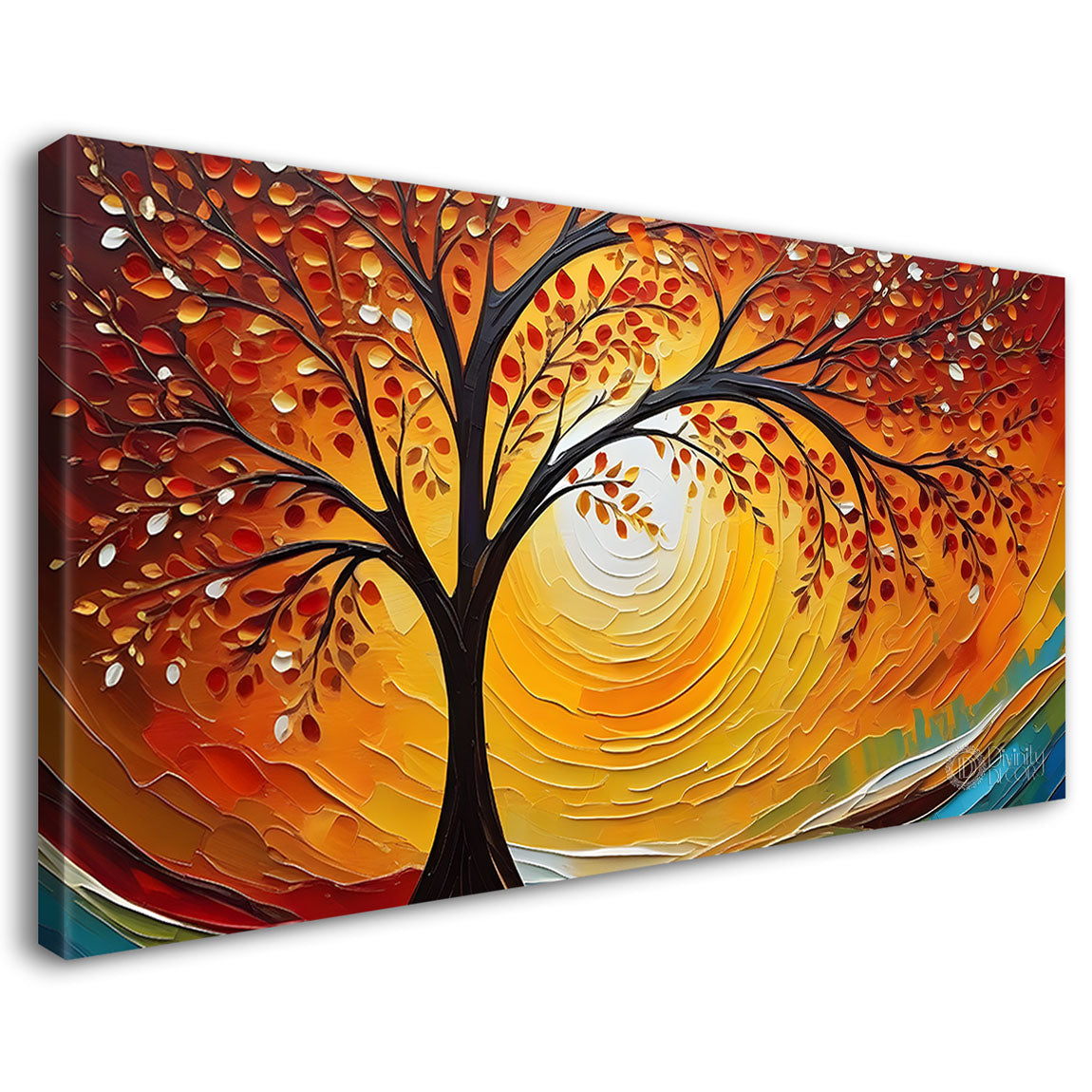 Orange tree with sun textured painting Canvas Painting - Nature Art -722