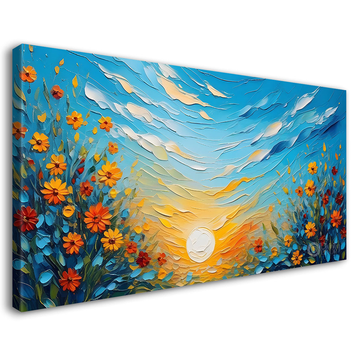 Flowers with sun painting Canvas Painting - Nature Art -725