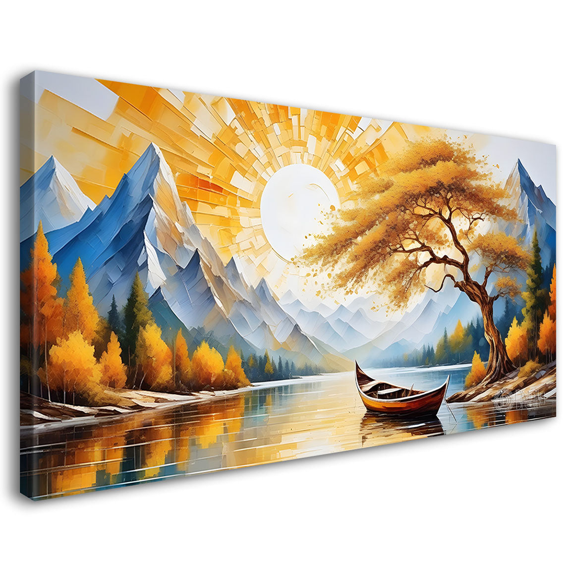 Mountains with golden painting Canvas Painting - Nature Art -727
