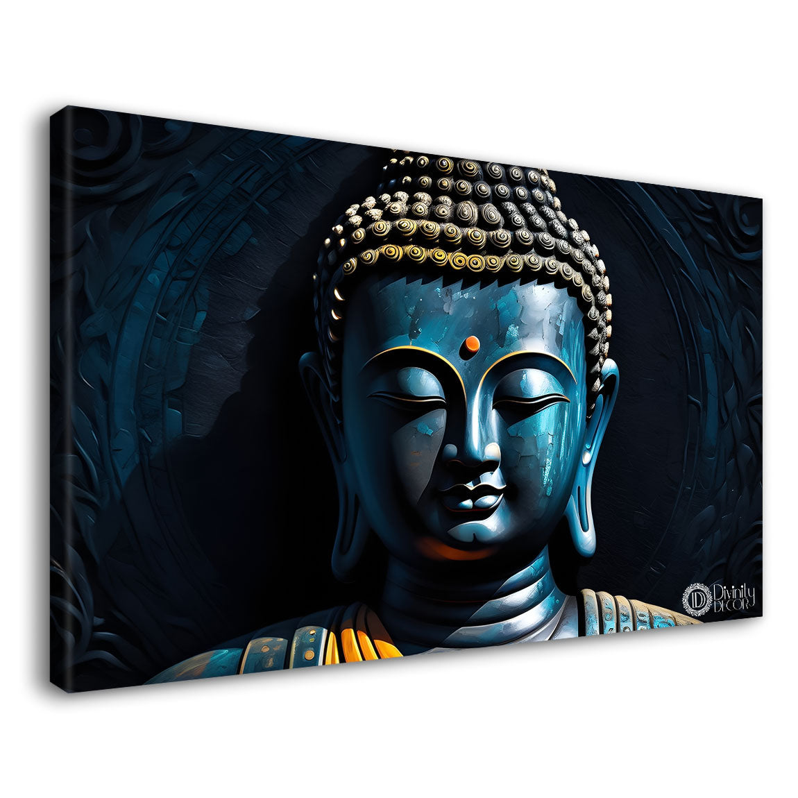 Blue buddha textured painting Canvas Wall Painting - Buddha-72