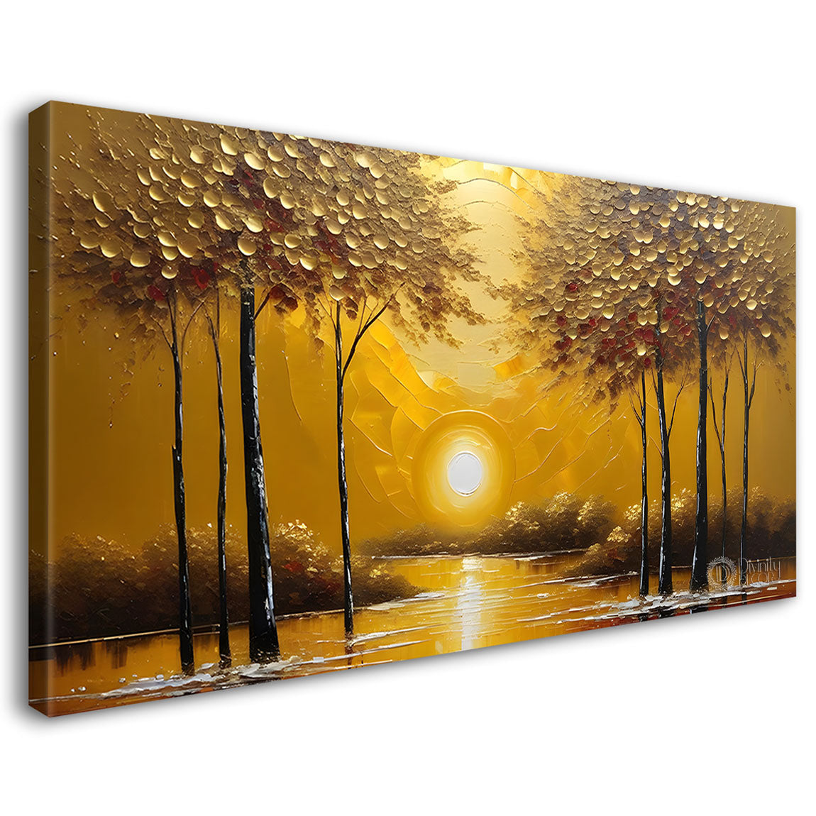 Trees with sunset textured painting Canvas Painting - Nature Art -730