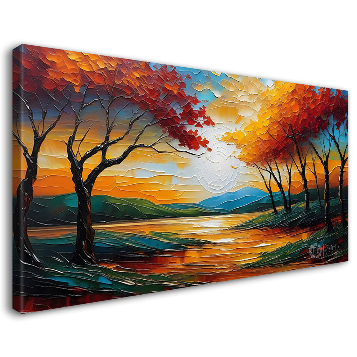 Colorful trees with land painting Canvas Painting - Nature Art -732