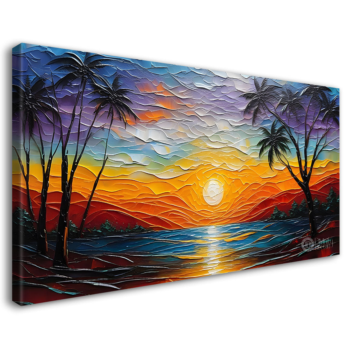 Trees with sunset painting Canvas Painting - Nature Art -733