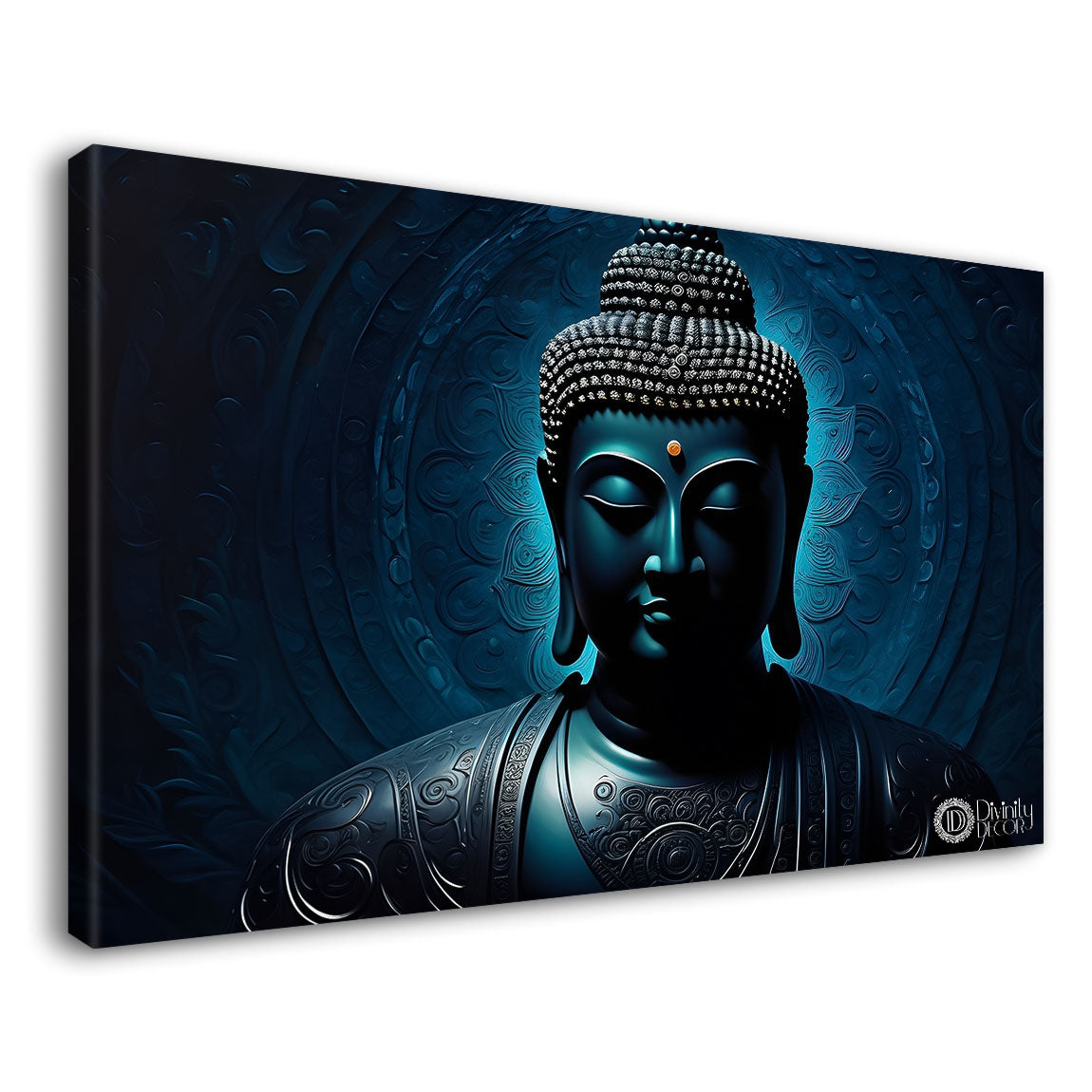 Blue buddha textured painting Canvas Wall Painting - Buddha-73