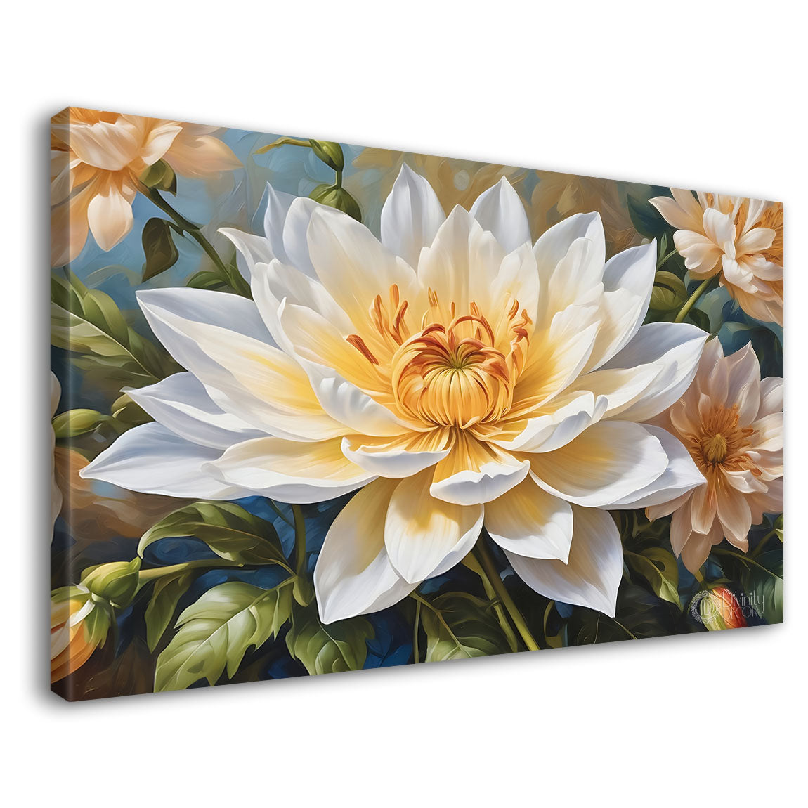 White flower in light background canvas painting- Flower-746