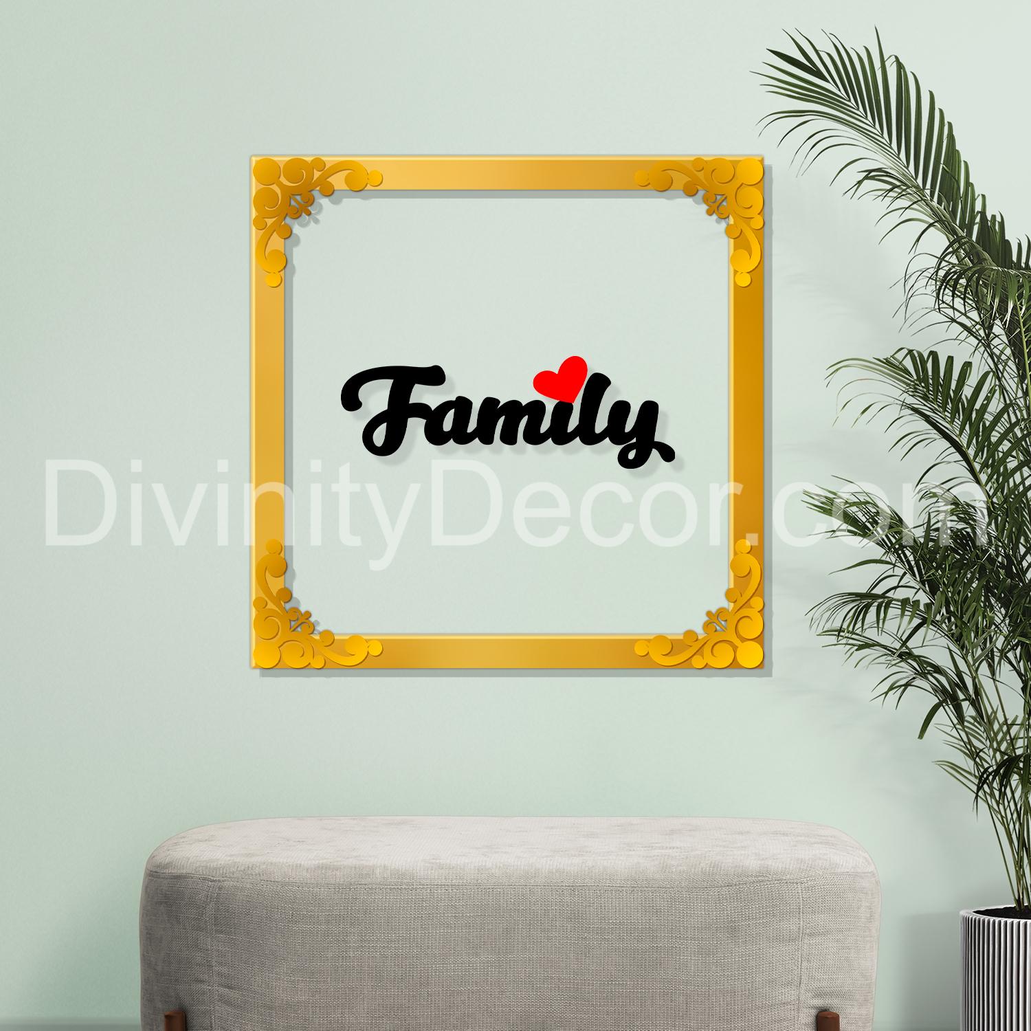 Family Golden Plaque for Gifting, Wall Decor Clear UV print with Golden Border-74