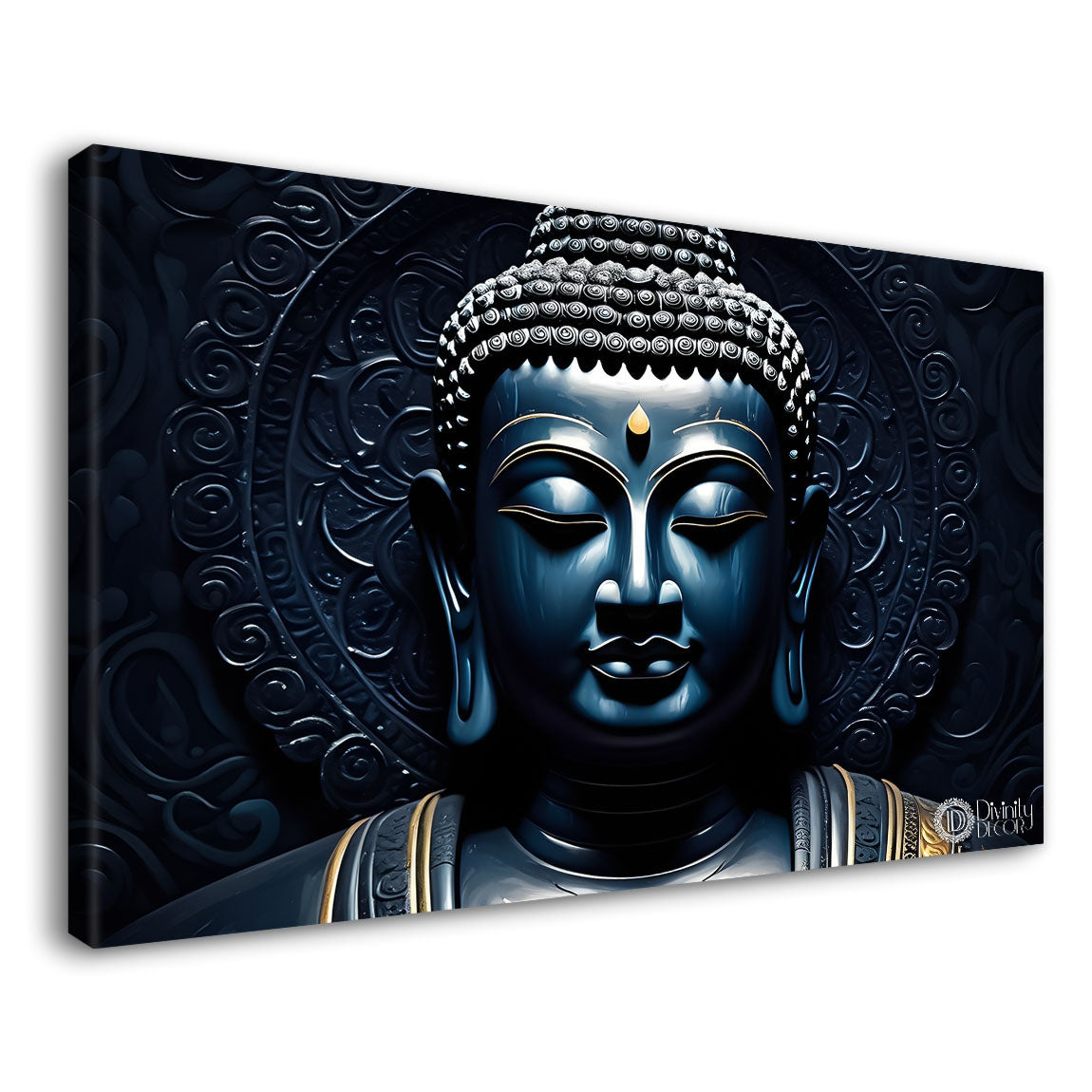 Blue buddha textured painting Canvas Wall Painting - Buddha-74