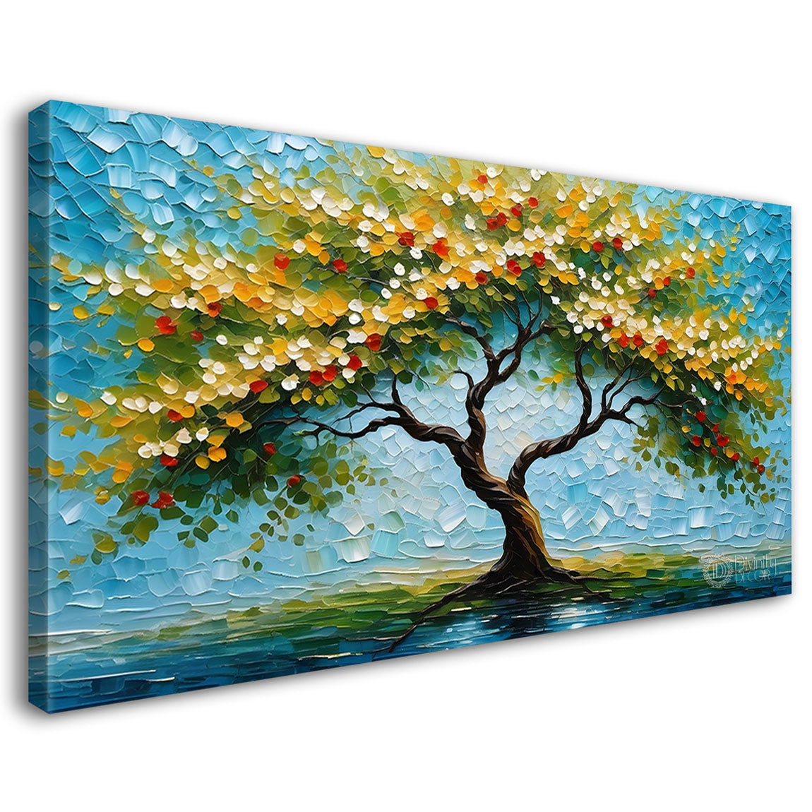 Colorful tree in textured modern art Canvas Painting - Design - Tree-74